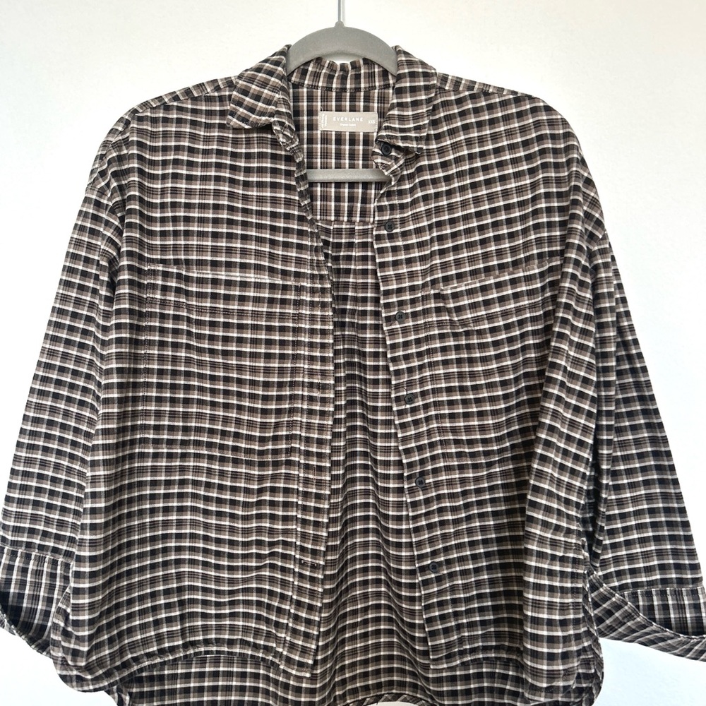 Everlane Brown and Black Checkered Shirt